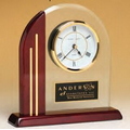 Glass Upright Clock w/Rosewood Port & Base (7 1/2"x7 7/8")